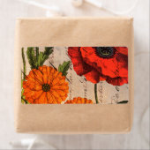 ヴィンテージフローラデザインと赤ポピー ラベル (インサイチュ)