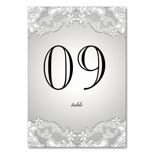 ヴィンテージフローラデザインシルバーグレー テーブルナンバー (正面)