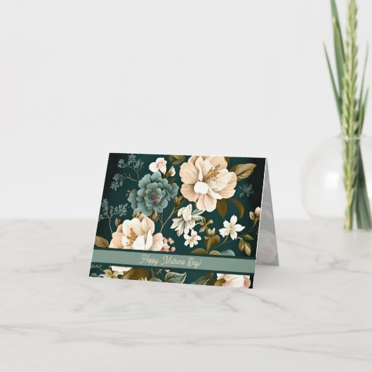 ヴィンテージフローラデザインマザーズデイカード サンキューカード (正面)