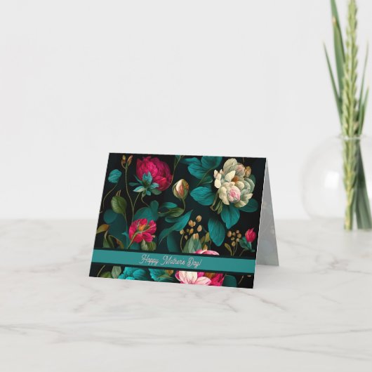 ヴィンテージフローラデザインマザーズデイカード サンキューカード (正面)