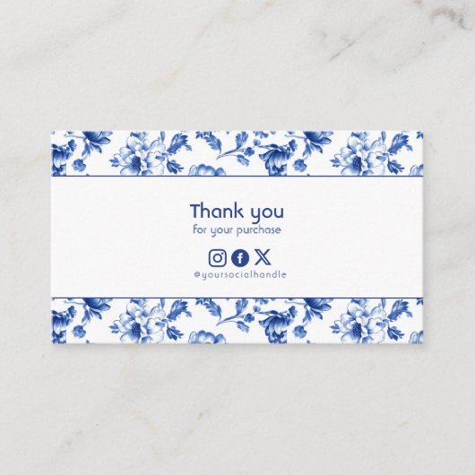 ヴィンテージフローラデルトウェアのソーシャル感謝していユー エンクロージャーカード (正面)