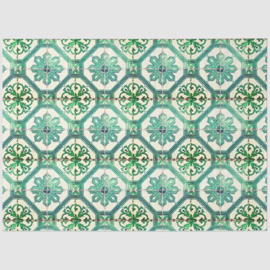 ヴィンテージフローラデルフトグリーンタイル分離組織P 薄葉紙 (正面)