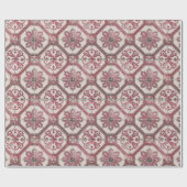 ヴィンテージフローラデルフトピンクタイル  ラッピングペーパー (フラット)