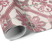 ヴィンテージフローラデルフトピンクタイル  ラッピングペーパー (ロールコーナー)