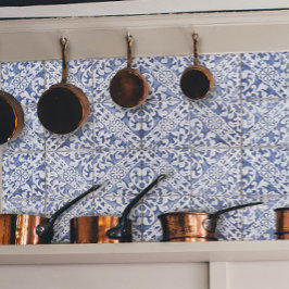 ヴィンテージフローラデルフトブルーとホワイトタイルの分離 薄葉紙