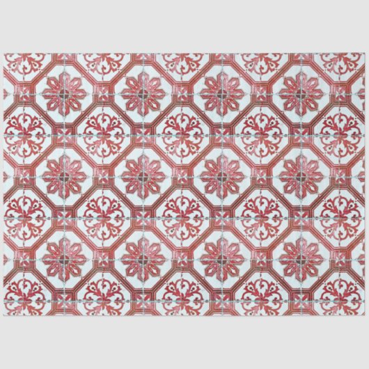 ヴィンテージフローラデルフトレッドタイル分離  薄葉紙 (正面)