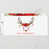 ヴィンテージフローラトナカイ休日ギフト証明書 (正面/裏面)