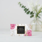 ヴィンテージフローラトレンディー金ゴールド大理石メイクアップアーティスト 名刺 (スタンド正面)