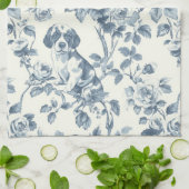 ヴィンテージフローラドッグパターン名前をカスタムする キッチンタオル (折り畳み)