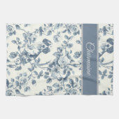 ヴィンテージフローラドッグパターン名前をカスタムする キッチンタオル (横)