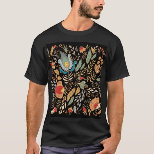 ヴィンテージフローラドードル:東洋のデザイン。 Tシャツ (正面)