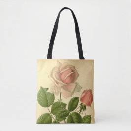 ヴィンテージフローラハイブリッドティーバララフランス自然 トートバッグ