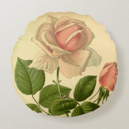 ヴィンテージフローラハイブリッドティーバララフランス自然 ラウンドクッション