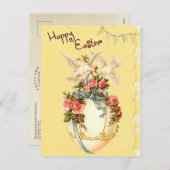 ヴィンテージフローラハッピーイースター卵 シーズンポストカード (正面/裏面)