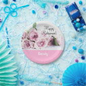 ヴィンテージフローラハッピーリタイアメントパープルピンクローズ ペーパープレート (パーティー)