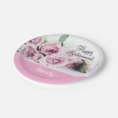 ヴィンテージフローラハッピーリタイアメントパープルピンクローズ ペーパープレート (アングル)