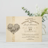 ヴィンテージフローラハートの古いブライダルシャワー招待状 招待状 (スタンド正面)