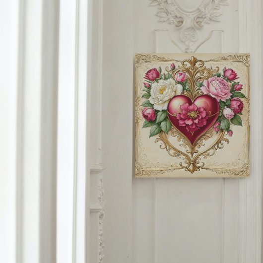 ヴィンテージフローラハートの愛💗 ポスター