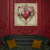 ヴィンテージフローラハートの愛💗 ポスター