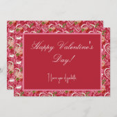 ヴィンテージフローラハートバレンタインデーカード シーズンカード (正面/裏面)