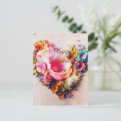 ヴィンテージフローラハートバレンタイン ポストカード (スタンド正面)