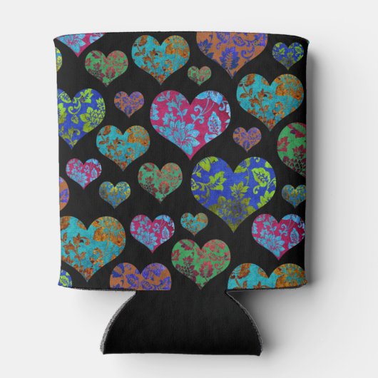 ヴィンテージフローラハートパターンイニシャル名モノグラム 缶クーラー (裏面)