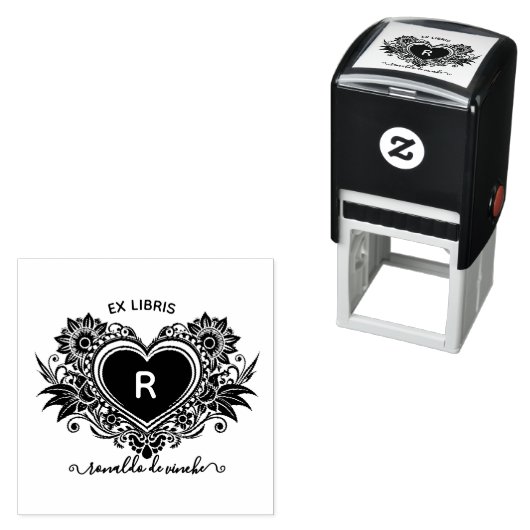 ヴィンテージフローラハートモノグラムエクライブラリ セルフインキングスタンプ (インサイチュ)