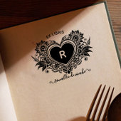 ヴィンテージフローラハートモノグラムエクライブラリ セルフインキングスタンプ