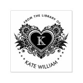 ヴィンテージフローラハートモノグラム自己インク セルフインキングスタンプ (デザイン)