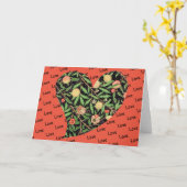 ヴィンテージフローラハートラブピーチアートカード カード (黄色い花)