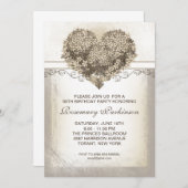 ヴィンテージフローラハート誕生会 招待状 (正面/裏面)