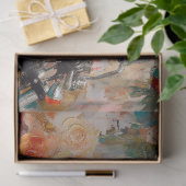 ヴィンテージフローラバイクもしくは自転車に乗る人女性のデコパージュ 薄葉紙 (ギフト)