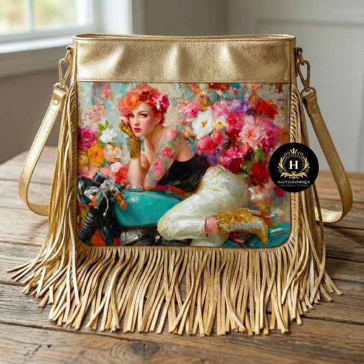 ヴィンテージフローラバイクもしくは自転車に乗る人女性のデコパージュ 薄葉紙