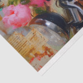 ヴィンテージフローラバイクもしくは自転車に乗る人女性のデコパージュ 薄葉紙 (詳細)