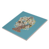 ヴィンテージフローラバスケットのホームデカール タイル (側面)