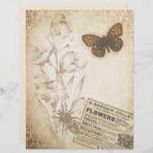 ヴィンテージフローラバタフライスクラップブックエフェメラ (正面/裏面)