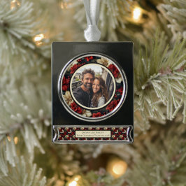 ヴィンテージフローラバナークリスマスオーナメント シルバープレートバナーオーナメント