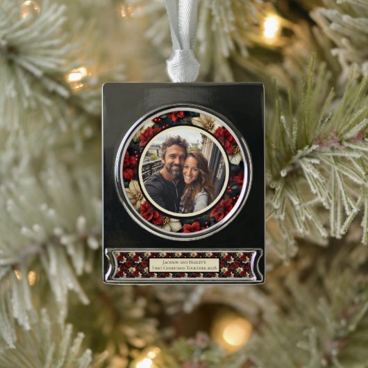 ヴィンテージフローラバナークリスマスオーナメント シルバープレートバナーオーナメント (ツリー)