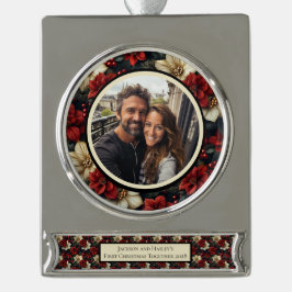 ヴィンテージフローラバナークリスマスオーナメント シルバープレートバナーオーナメント