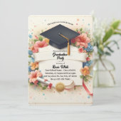 ヴィンテージフローラバナー卒業パーティ招待状 招待状 (スタンド正面)