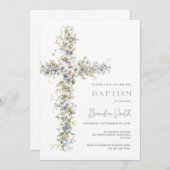 ヴィンテージフローラバプテスマ招待状ボーイフラワー 招待状 (正面/裏面)