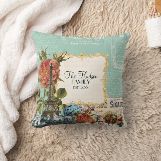 ヴィンテージフローラバラエッフェルタワーマリーアントワネット クッション (ブランケット)