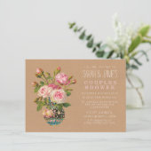 ヴィンテージフローラバラカップルシャワーパーティー招待状 招待状 (スタンド正面)