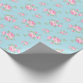 ヴィンテージフローラバラクラシックライトブルー ラッピングペーパー (角)