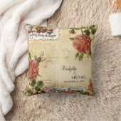 ヴィンテージフローラバラフルーツラ結婚ベルのカスタム クッション (ブランケット)