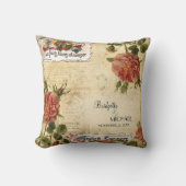 ヴィンテージフローラバラフルーツラ結婚ベルのカスタム クッション (正面)