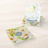 ヴィンテージフローラバラプオニースモノグラムガラスコアスター ガラスコースター (アングル)