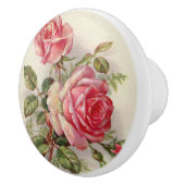 ヴィンテージフローラバラホームデコーセラミックスノブ セラミックノブ (右)