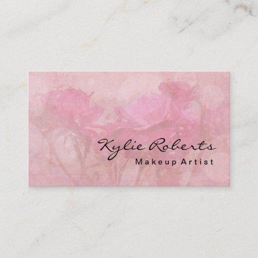 ヴィンテージフローラバラメイクアップアーティスト書道 名刺 (正面)