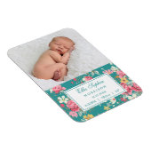 ヴィンテージフローラバラ写真の誕生発表 マグネット (右側)